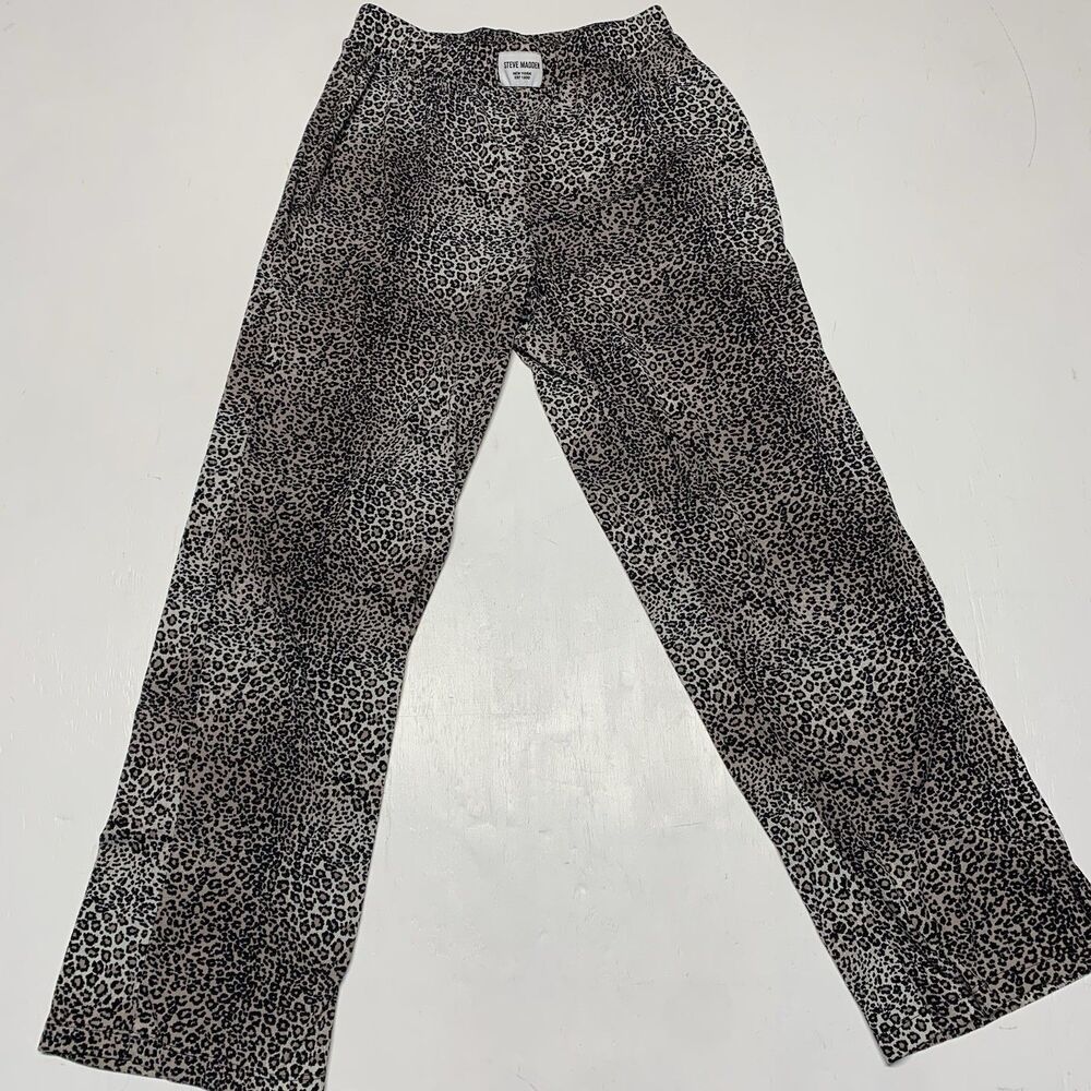 Steve Madden Leopard Print Soft PJ Pants, Relaxed, Wide Leg Silhouette S